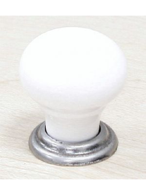 M111 Small knob in Antique Pewter & White