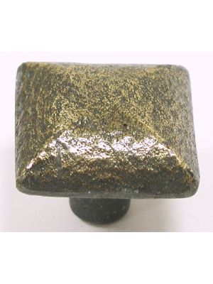 M261 Square Iron knob-dimpled in Dark Antique Brass