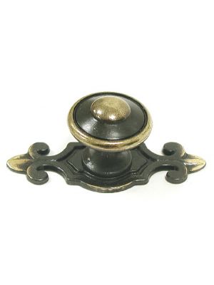 M28 Canterbury knob w/backplate in Dark Antique Brass